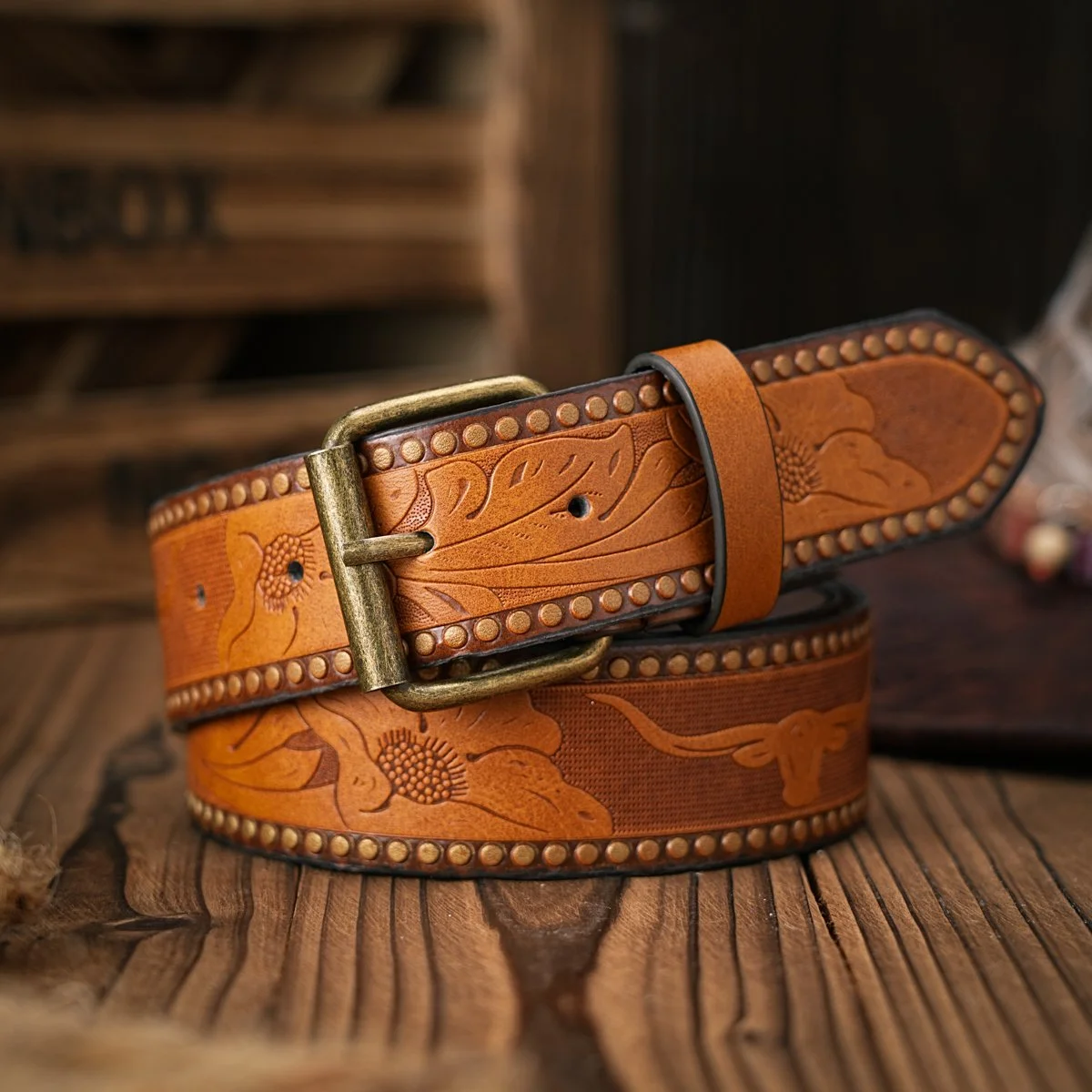 Unisex Retro Metal Buckle PU Belt