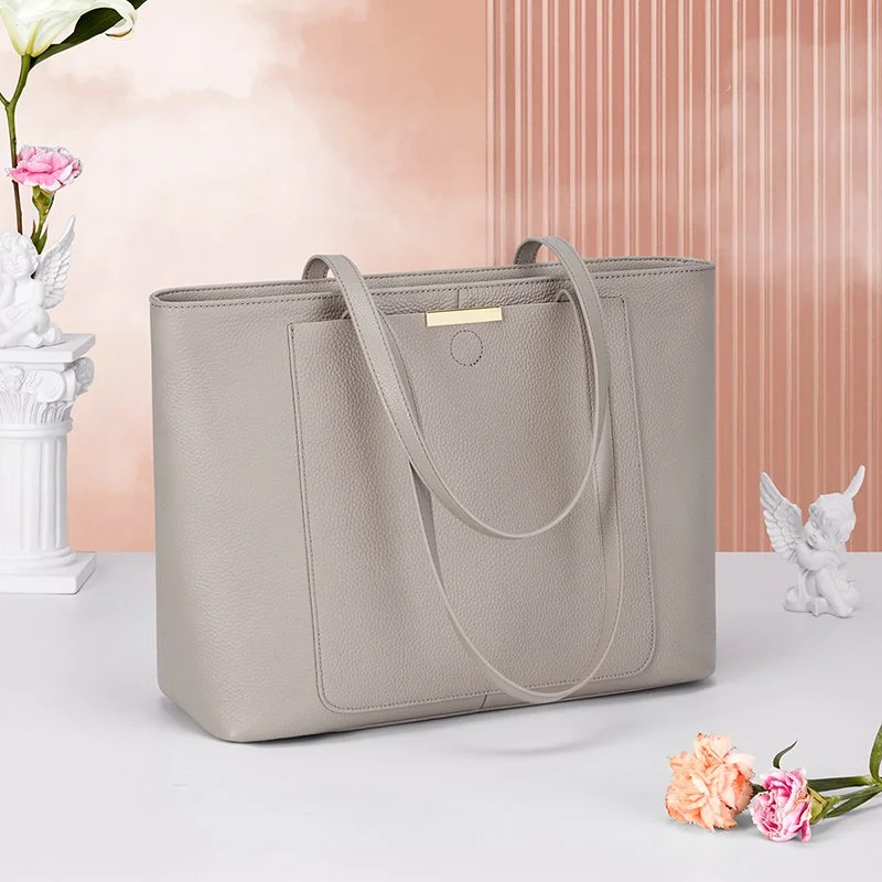 Elegant Genuine Leather Tote Shoulder & Crossbody Bag for Women