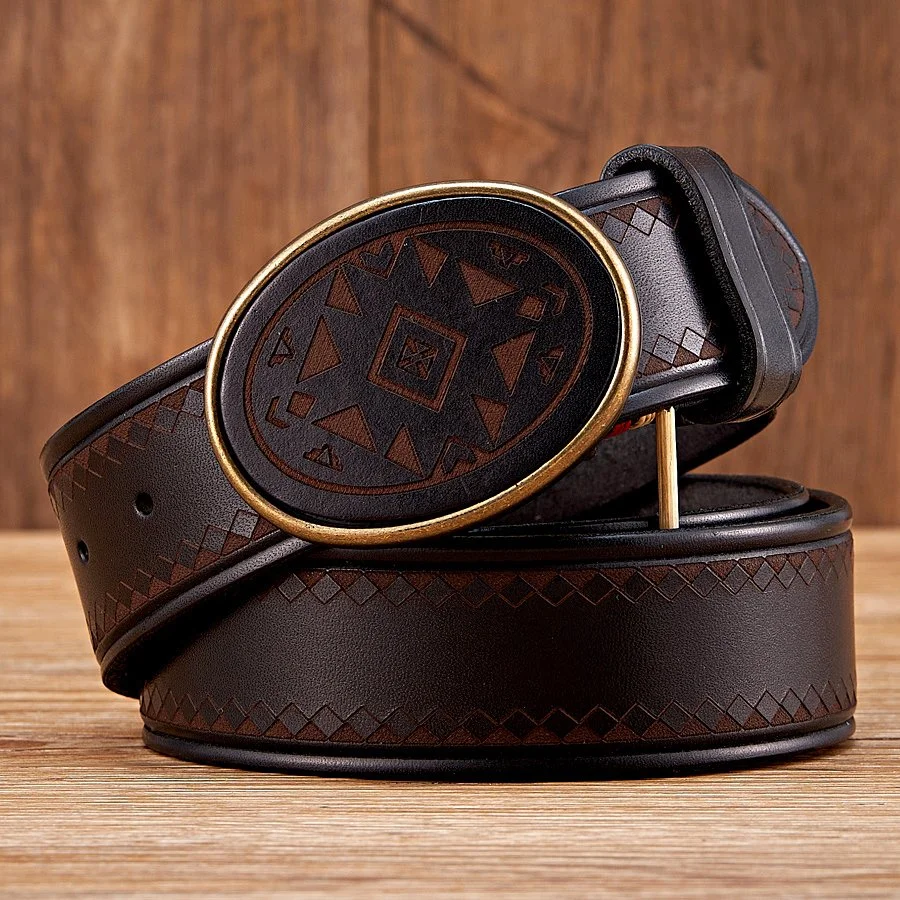 Genuine Leather Men’s Belt with Smooth Buckle for Jeans & Dress Wear