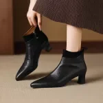 Women's Autumn & Winter Leather Sheepskin Pointed High-Heel Chelsea Boots