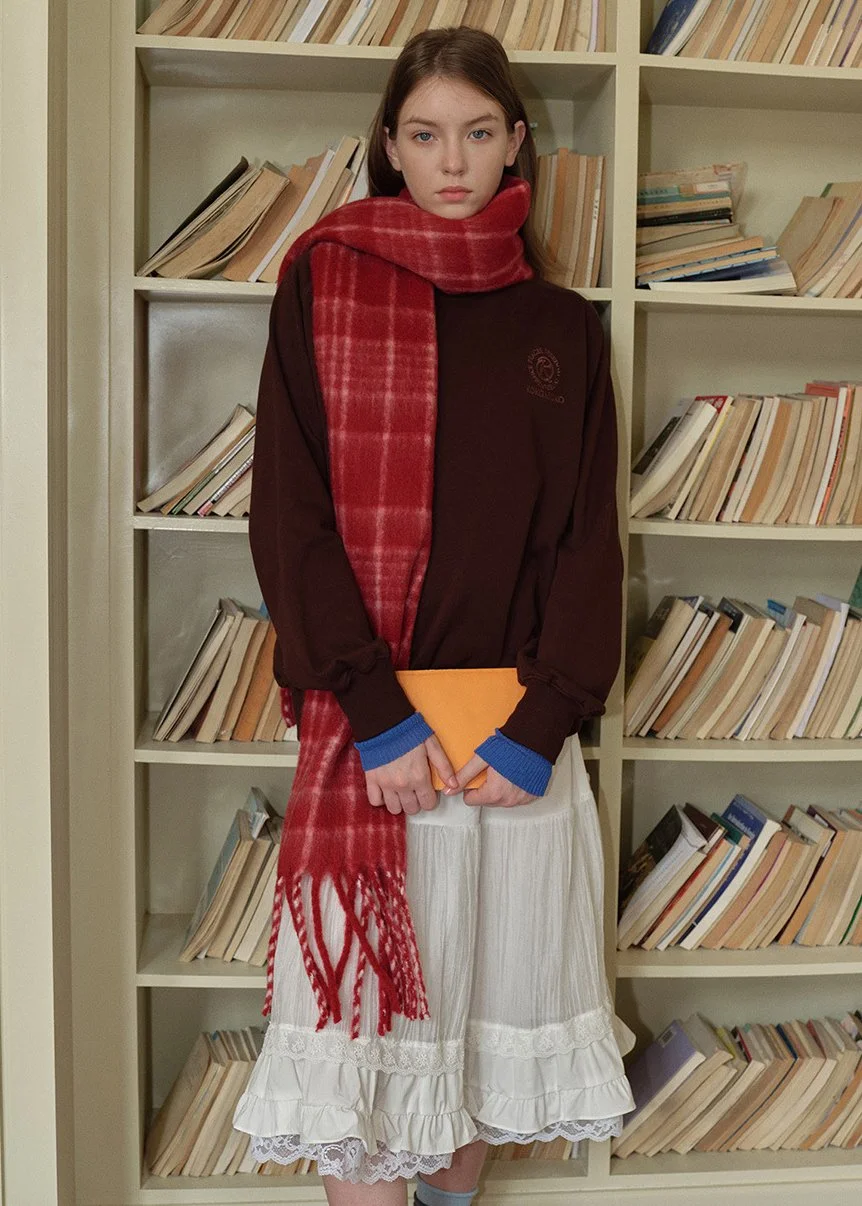 Cozy Red Plaid Oversized Winter Scarf for Women