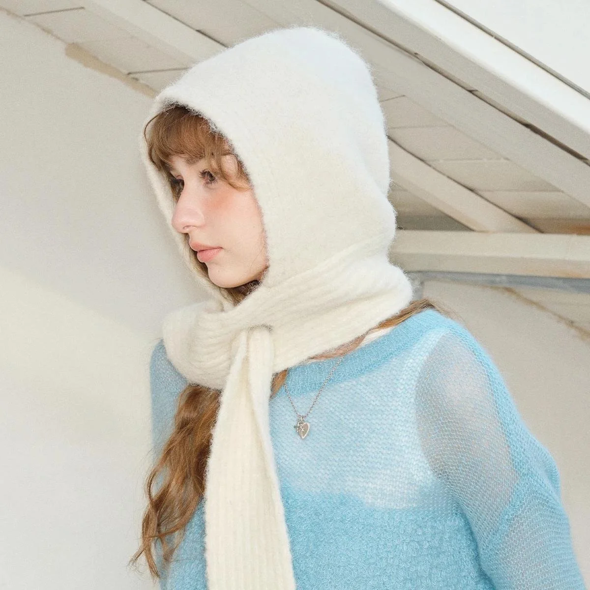 Women’s Winter Hooded Scarf Hat – Warm Knit Laplander Style