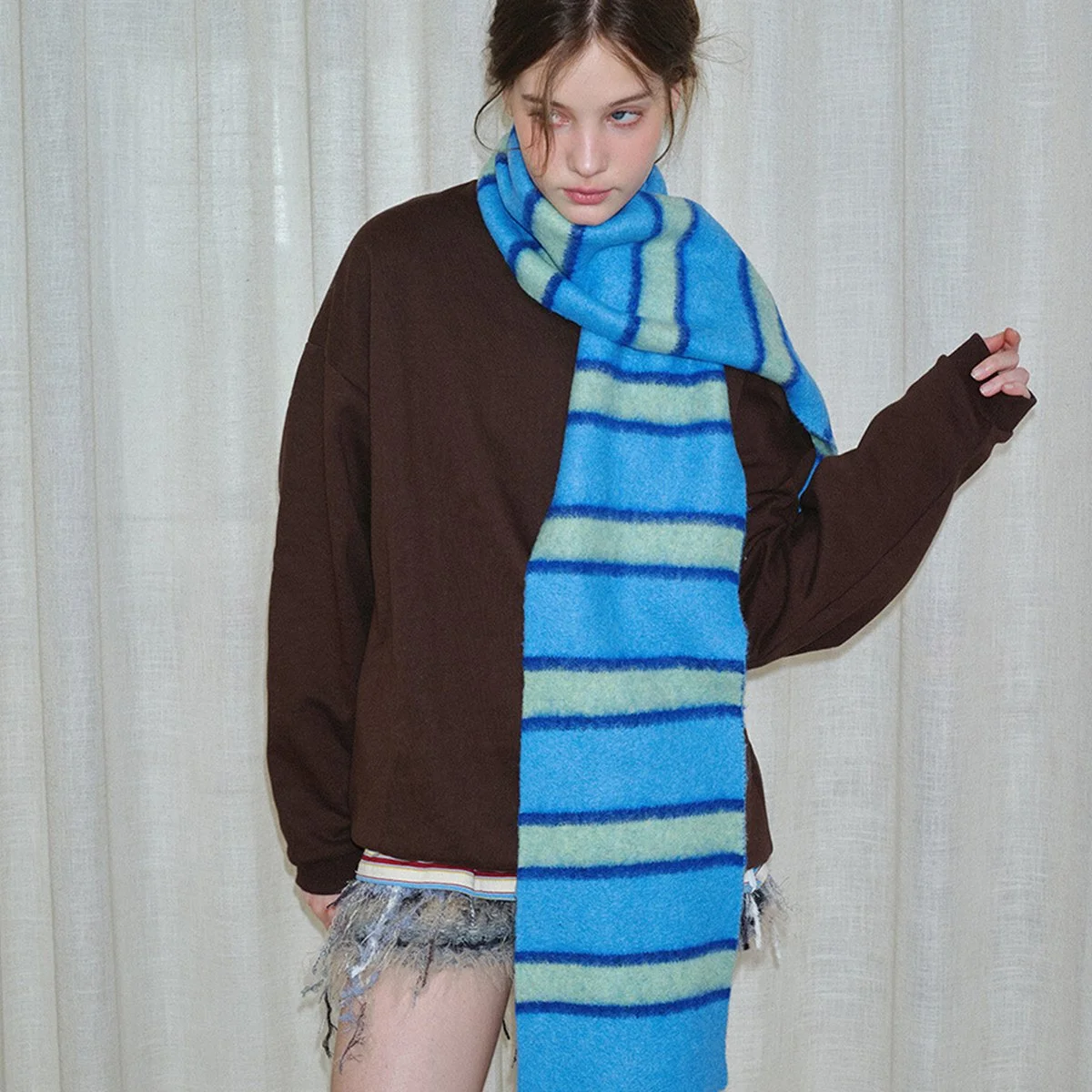 Cozy Striped Knitted Scarf for Men & Women – Warm Winter Wrap