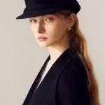 Elegant Black Wool Newsboy Beret for Women