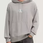 Calvin Klein Jeans Men’s Grey Hoodie Sweatshirt – Comfortable & Stylish Winter Wear