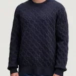 Calvin Klein Jeans Men's Blue Knitwear – Long Sleeve Round Neck for Winter