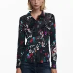Desigual Women’s Black Floral Button-Up Shirt – Long Sleeve