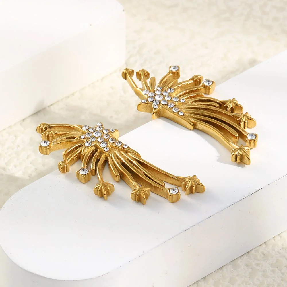 Shining Zircon Wings Shaped Stainless Steel Women's Earrings