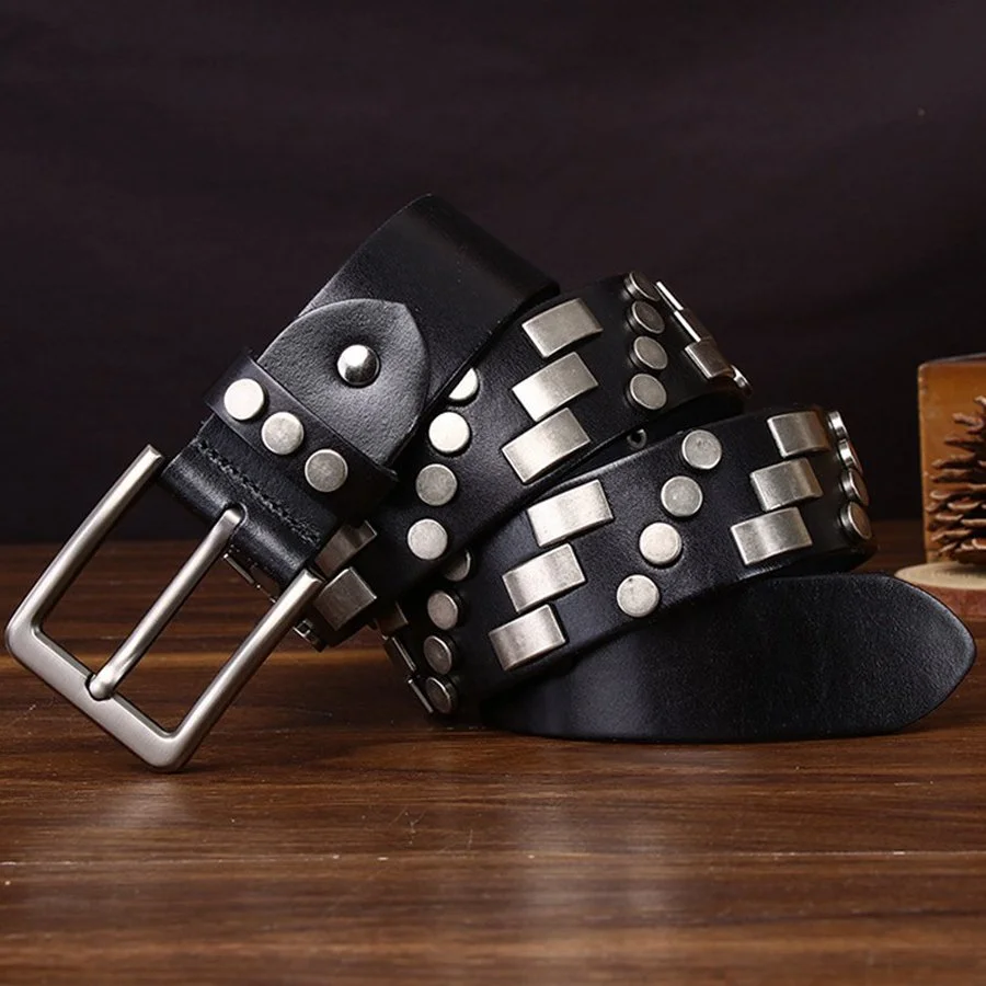 Men’s Genuine Leather Pin Buckle Belt – 1.5” Retro Cowhide Style