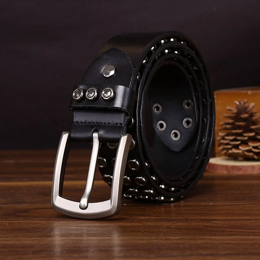 Men’s Genuine Leather Pin Buckle Belt – 1.5” Wide Classic Waist Belt