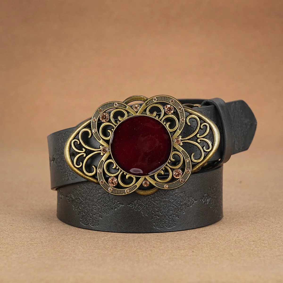 Vintage Western Engraved PU Leather Belt for Men & Women
