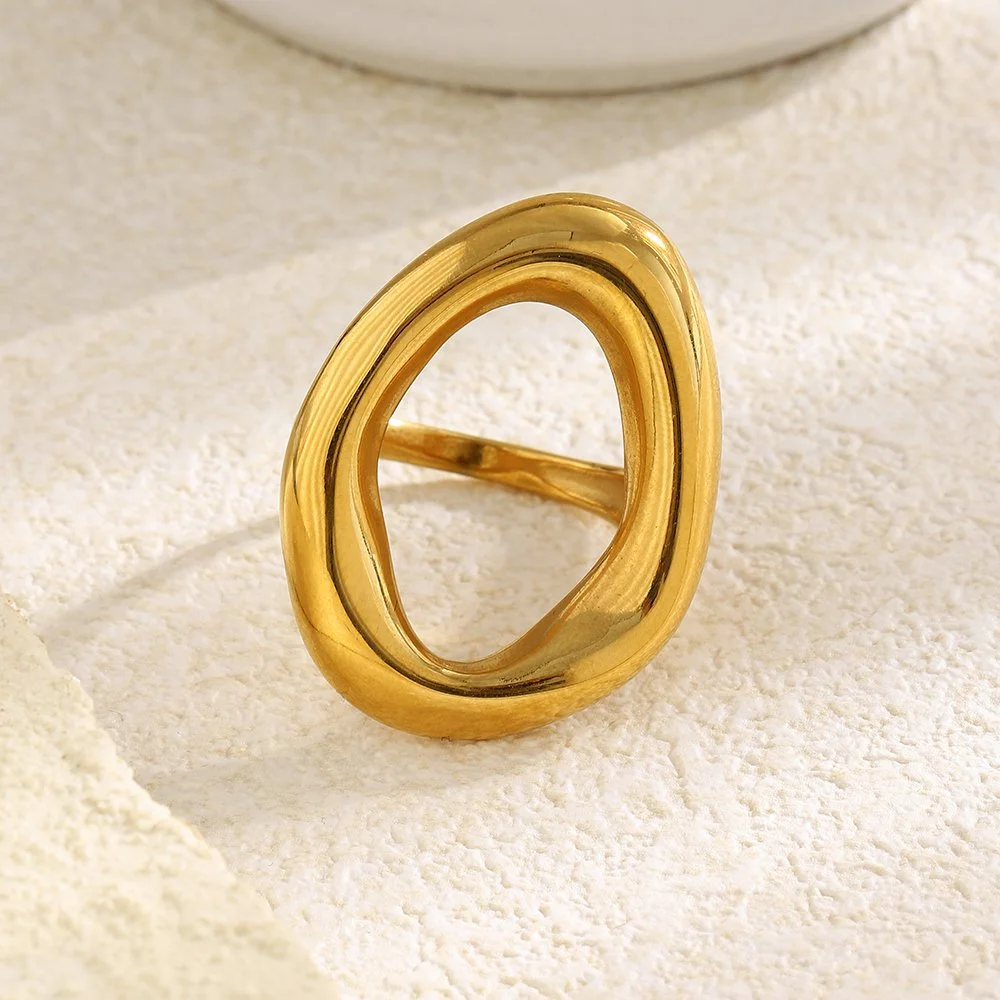 Minimalist Gold Hollow Circle Ring for Women