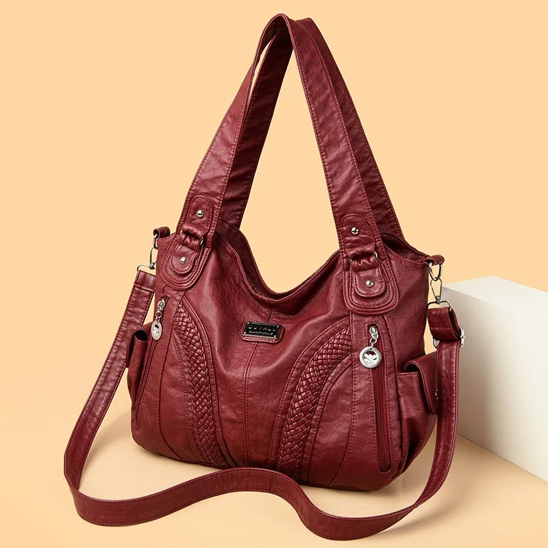 Luxury Women's Shoulder & Crossbody Handbag - Large Capacity, Soft PU Leather