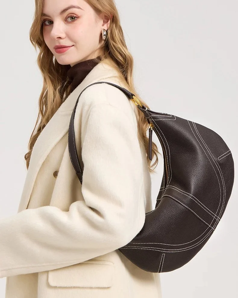 Soft Cow Leather Women’s Shoulder Bag - Casual Crossbody Handbag