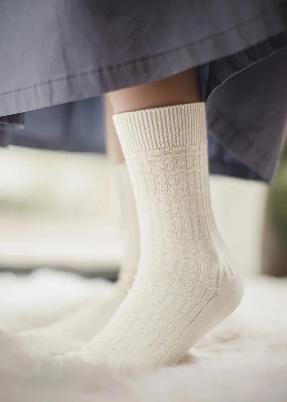 Vintage Knit Mid-Calf Socks for Women