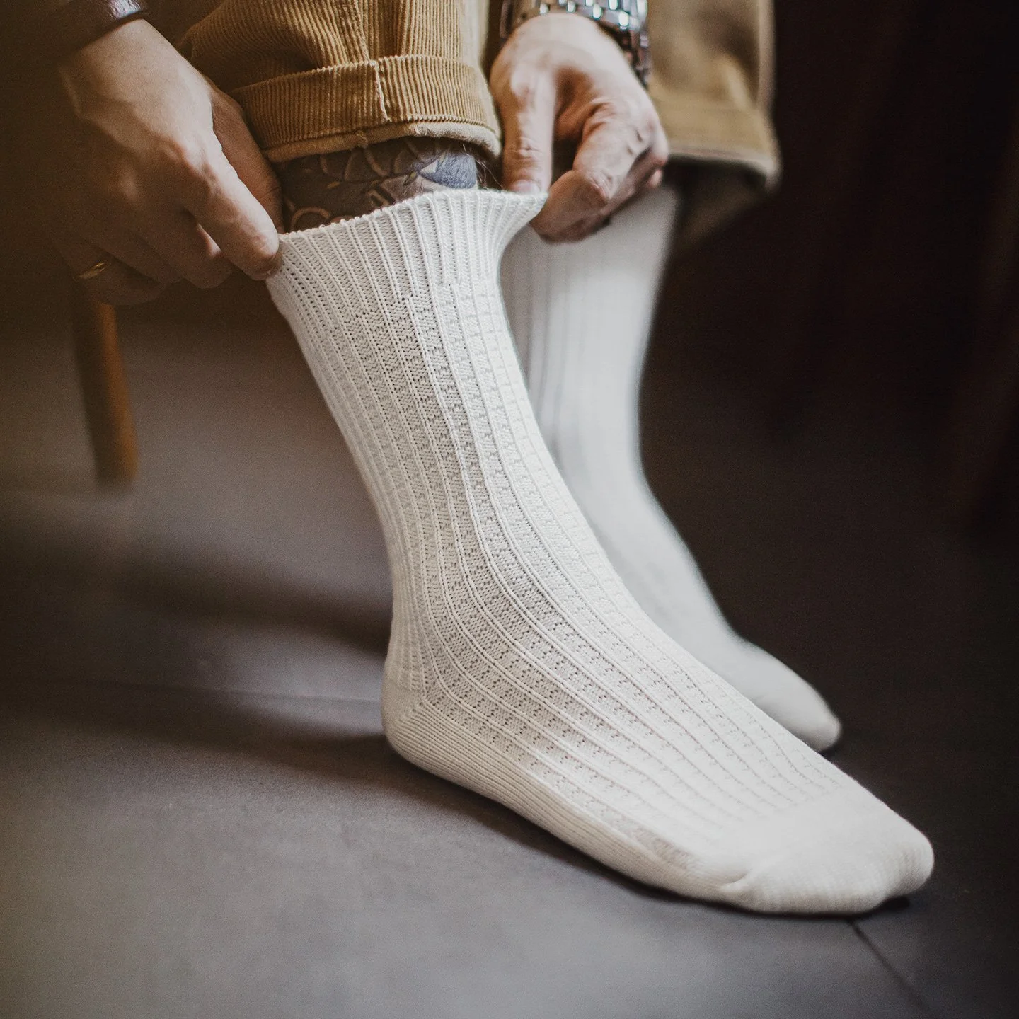 Men’s Waffle Knit Mid-Calf Cotton Socks – 3 Pair Warm Breathable Set