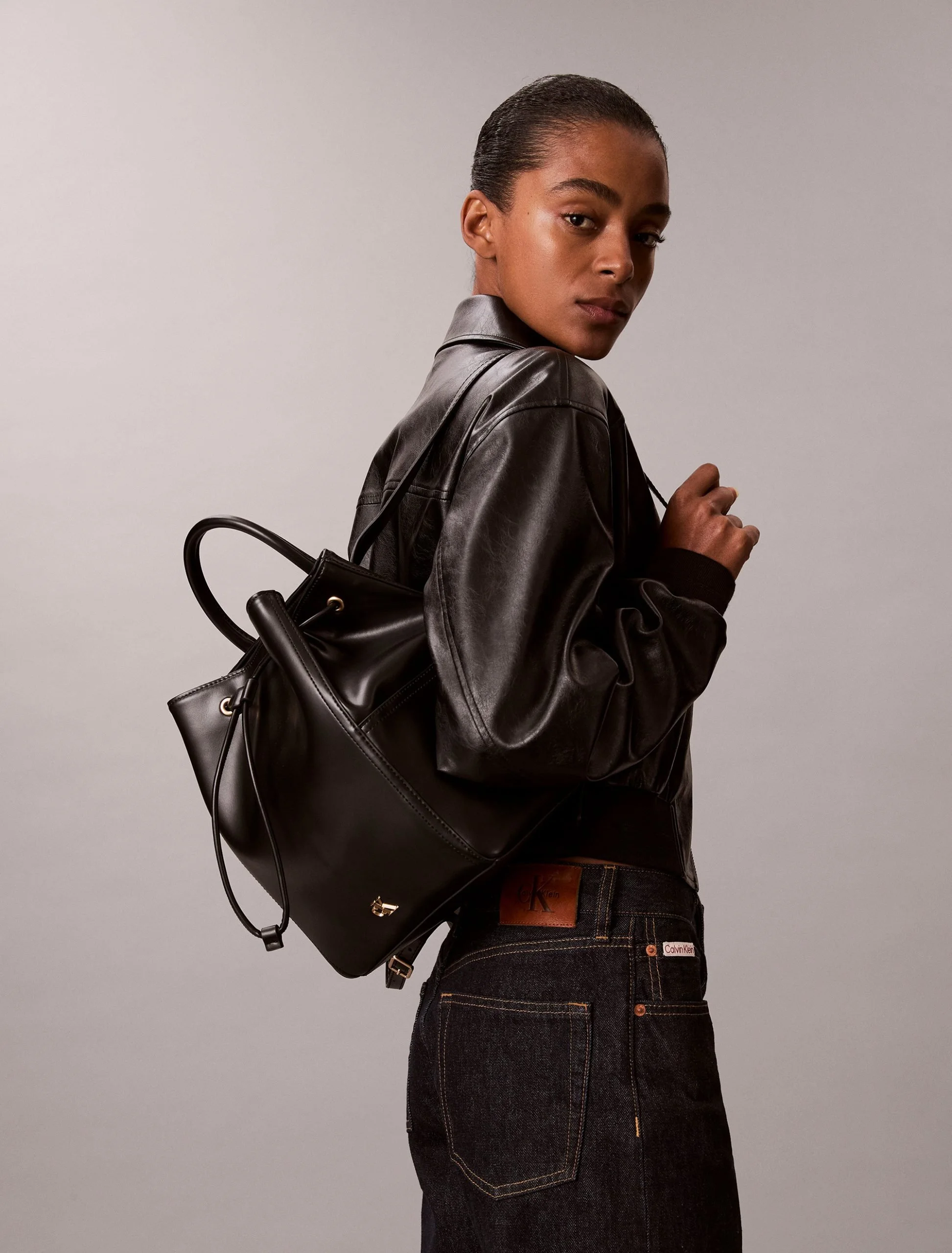 Calvin Klein Monogram Drawstring Backpack for Women – Stylish & Versatile