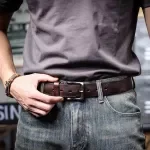Vintage Genuine Leather Cowhide Belt with Pin Buckle & Gift Box