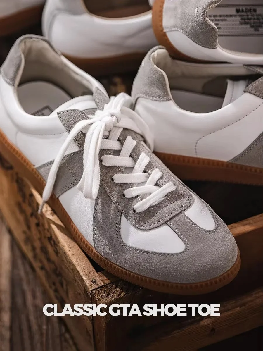 Vintage Leather Platform Walking Sneakers for Women