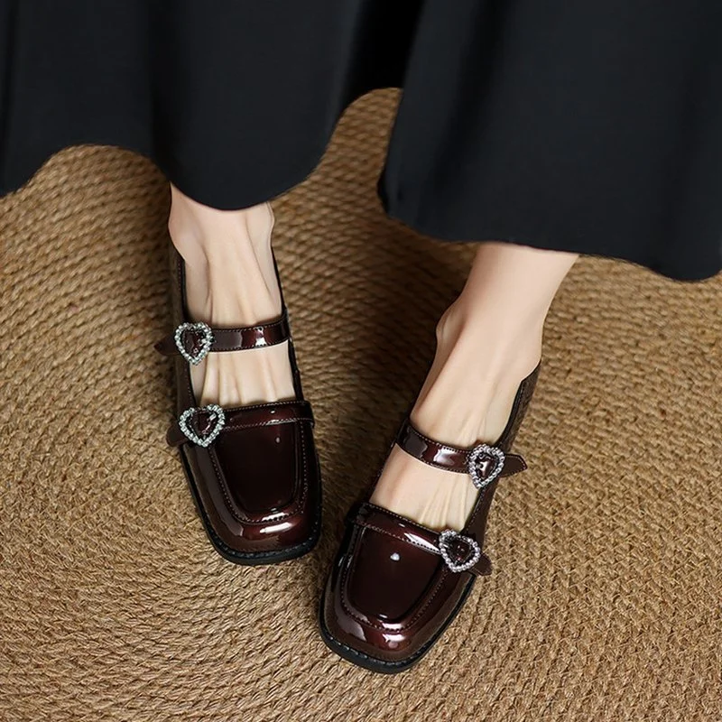 Square Toe Mary Jane Pumps with Chunky Heel & Buckle Strap