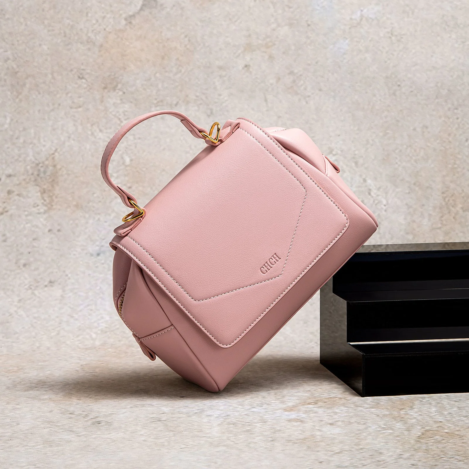 Pink Crossbody Shoulder Bag with Magnetic Flap