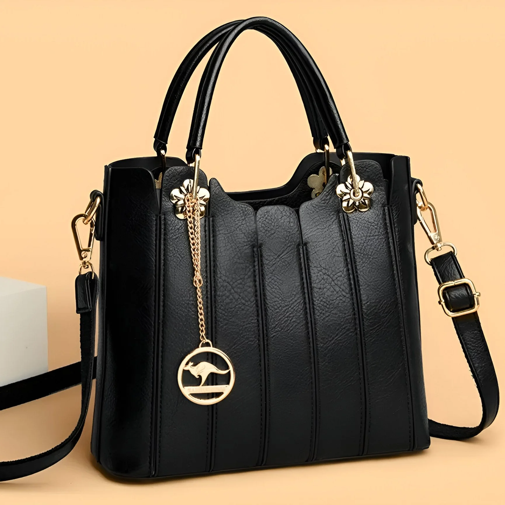 Luxury Leather Tote Bag for Women – 3 Layers, Large Capacity, Shoulder & Crossbody Bag