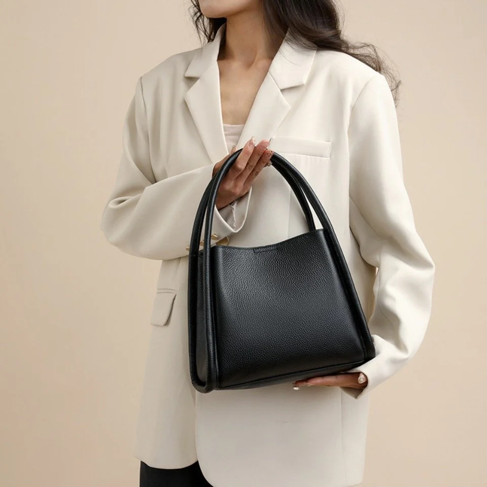 3-Layer Genuine Leather Women's Handbag - Luxury Small Shoulder & Crossbody Tote