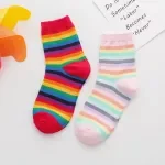 Colorful Rainbow Striped Novelty Socks for Women - Trendy Street Dance Gift