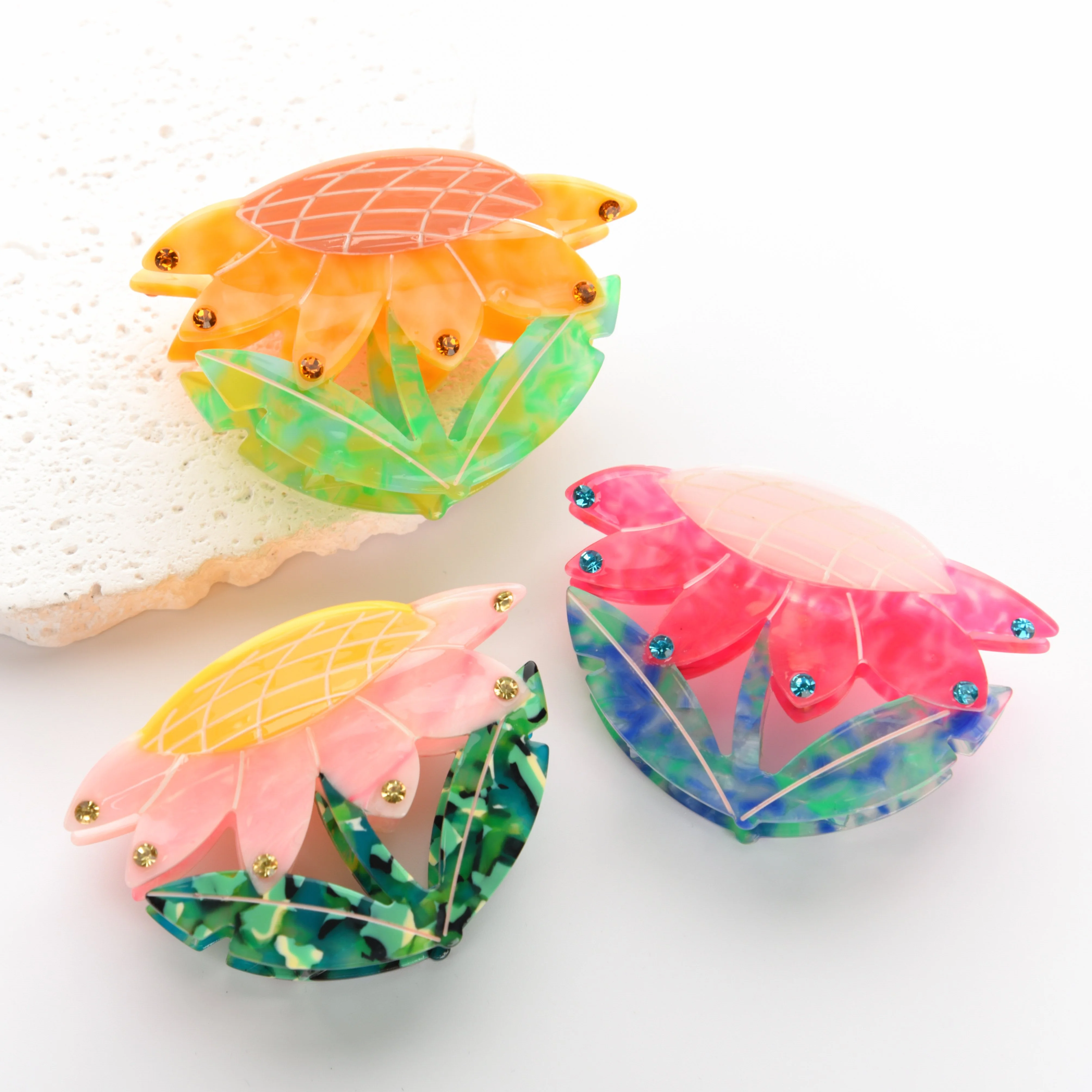 Multicolor Sunflower Rhinestone Hair Claw Clip for Women and Girls