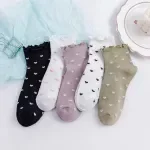 Sweet Candy Color Love Heart Crimped Ankle Socks for Women and Girls - Cute Kawaii Designer Art Socks