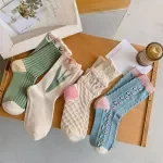 Women’s Cartoon Floral Mid Tube Socks - Breathable & Soft Casual Short Socks