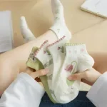 5 Pairs Women Cartoon Short Flower Pattern Socks – Trendy and Comfortable