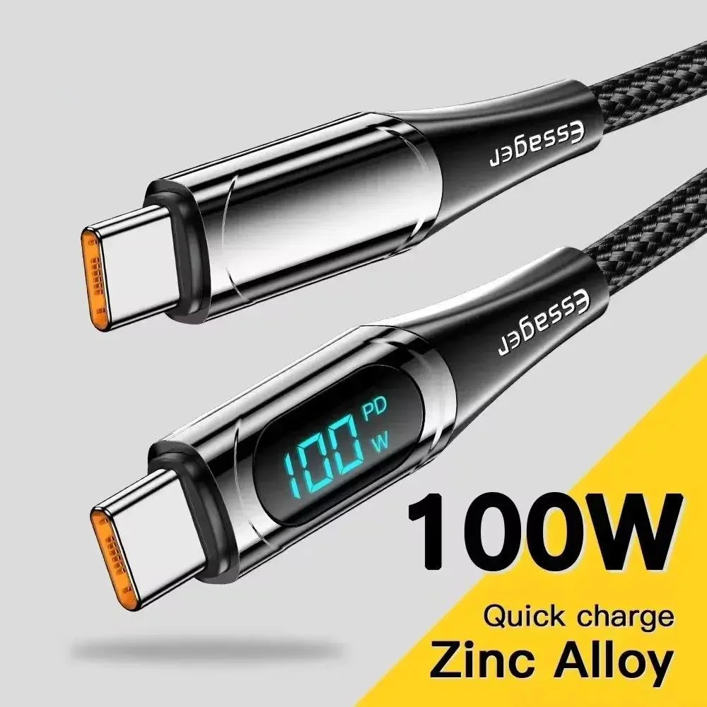 100W USB-C to USB-C Fast Charging Cable with LED Display – 6.6 ft