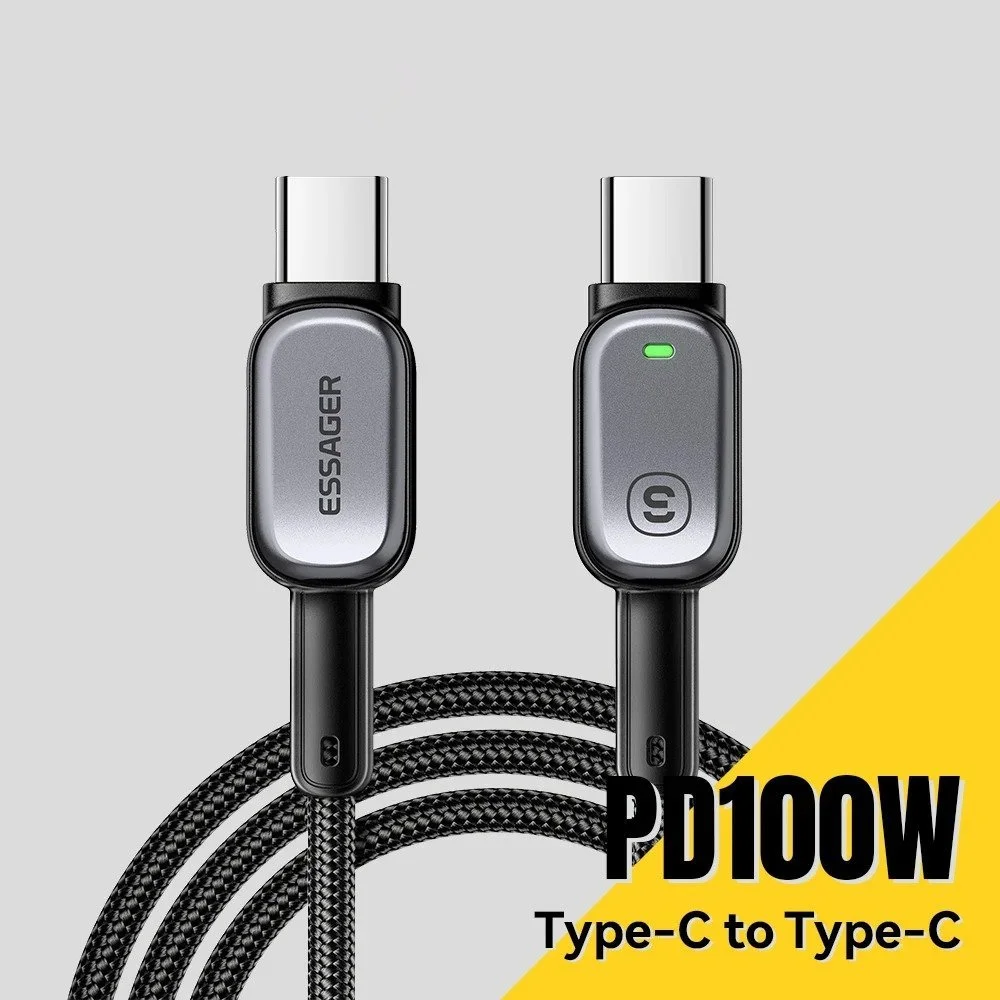 100W LED Type-C to Type-C Fast Charging Cable for Phones, Tablets & Laptops