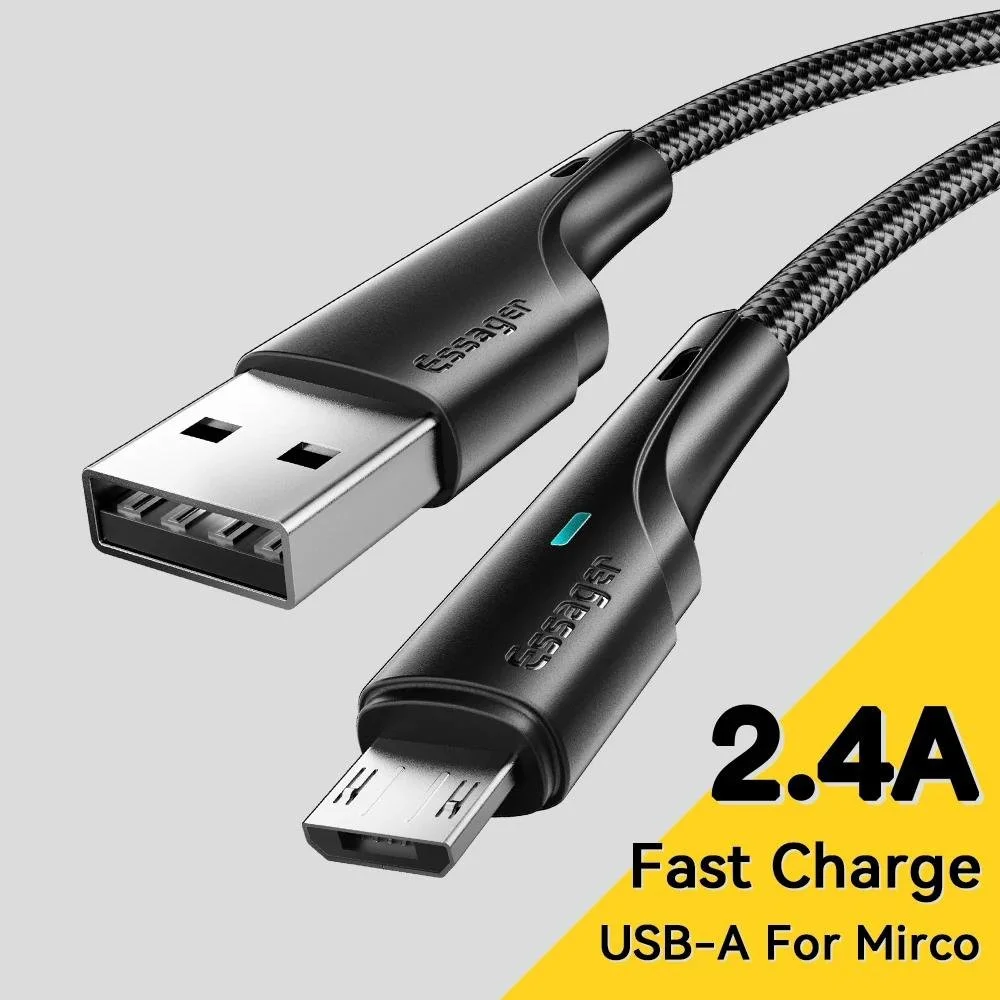 LED Fast Charge Micro USB Cable 2.4A Durable Braided Charging Cord