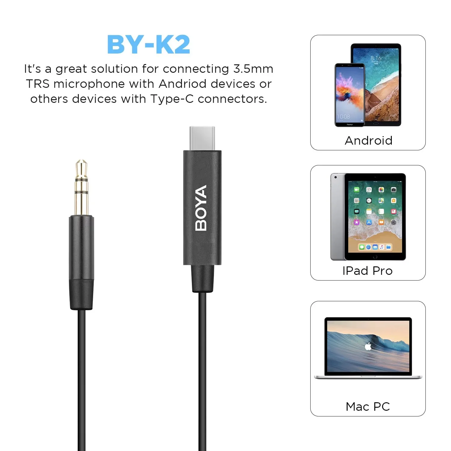 3.5mm TRS to USB-C Audio Adapter Cable for Phones & Devices