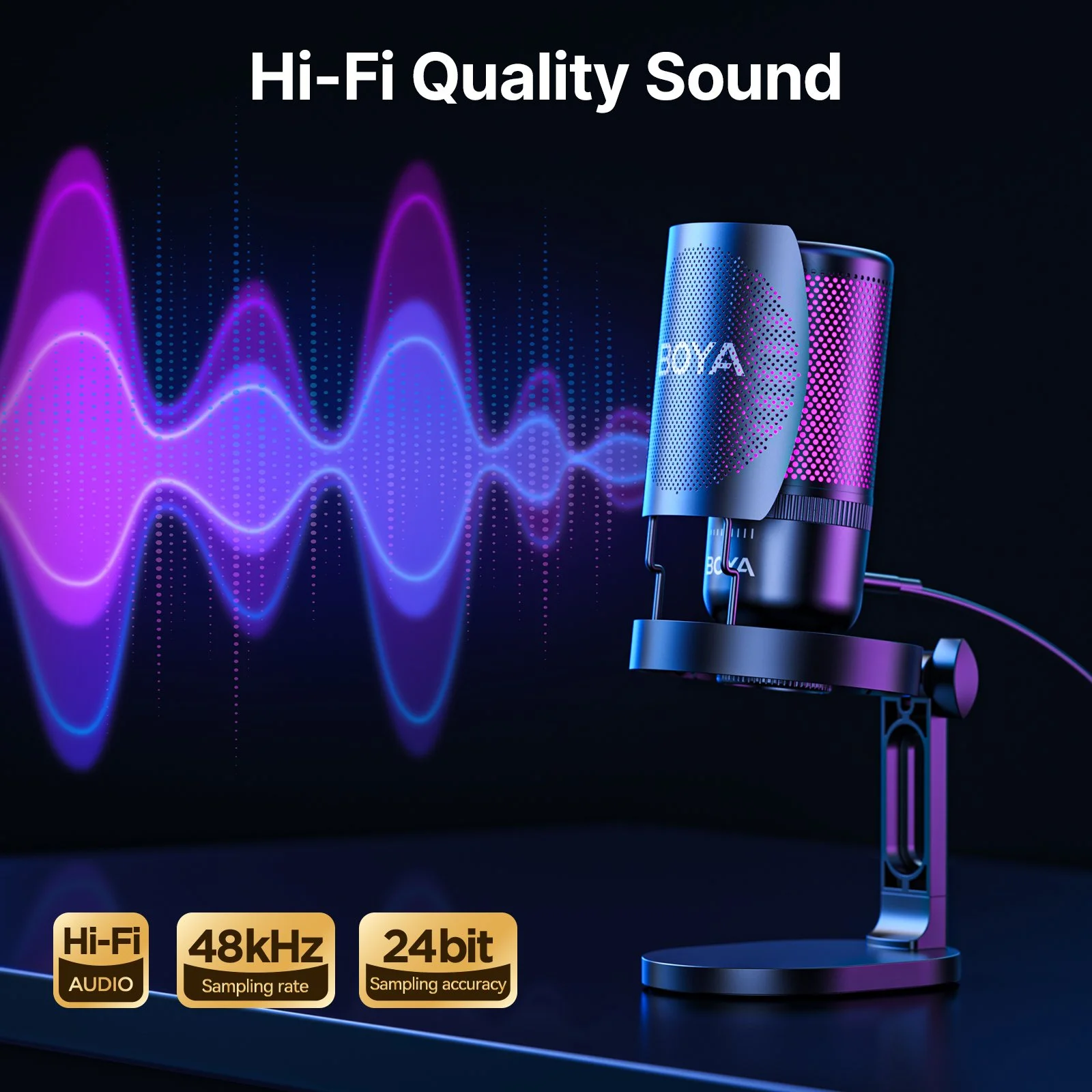 RGB USB Desktop Microphone with Noise Cancellation for Streaming & Gaming