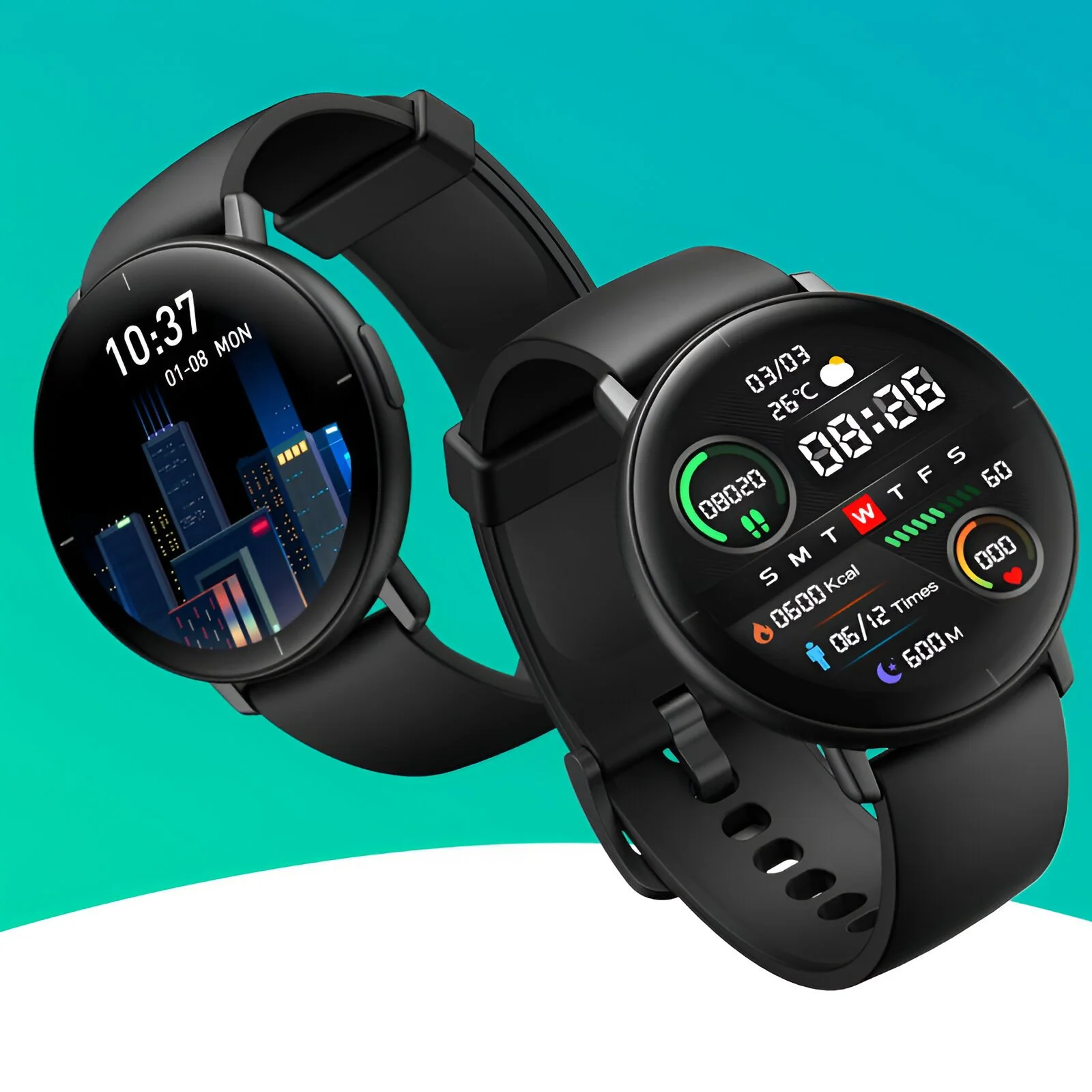 1.3" AMOLED Fitness Smartwatch with Heart Rate & SPO2 Monitoring, Waterproof & 10-Day Battery