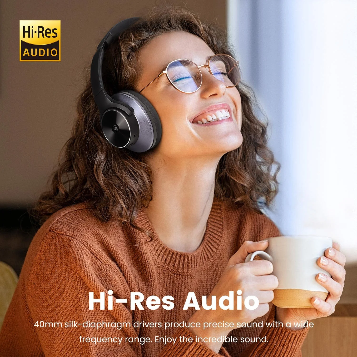 Over-Ear Wireless Headphones with Hybrid ANC, 5 Microphones, and Hi-Res Audio