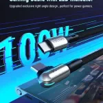 90° USB-C to USB-C Fast Charging Cable, 100W for iPhone 15, MacBook Pro, Galaxy S23
