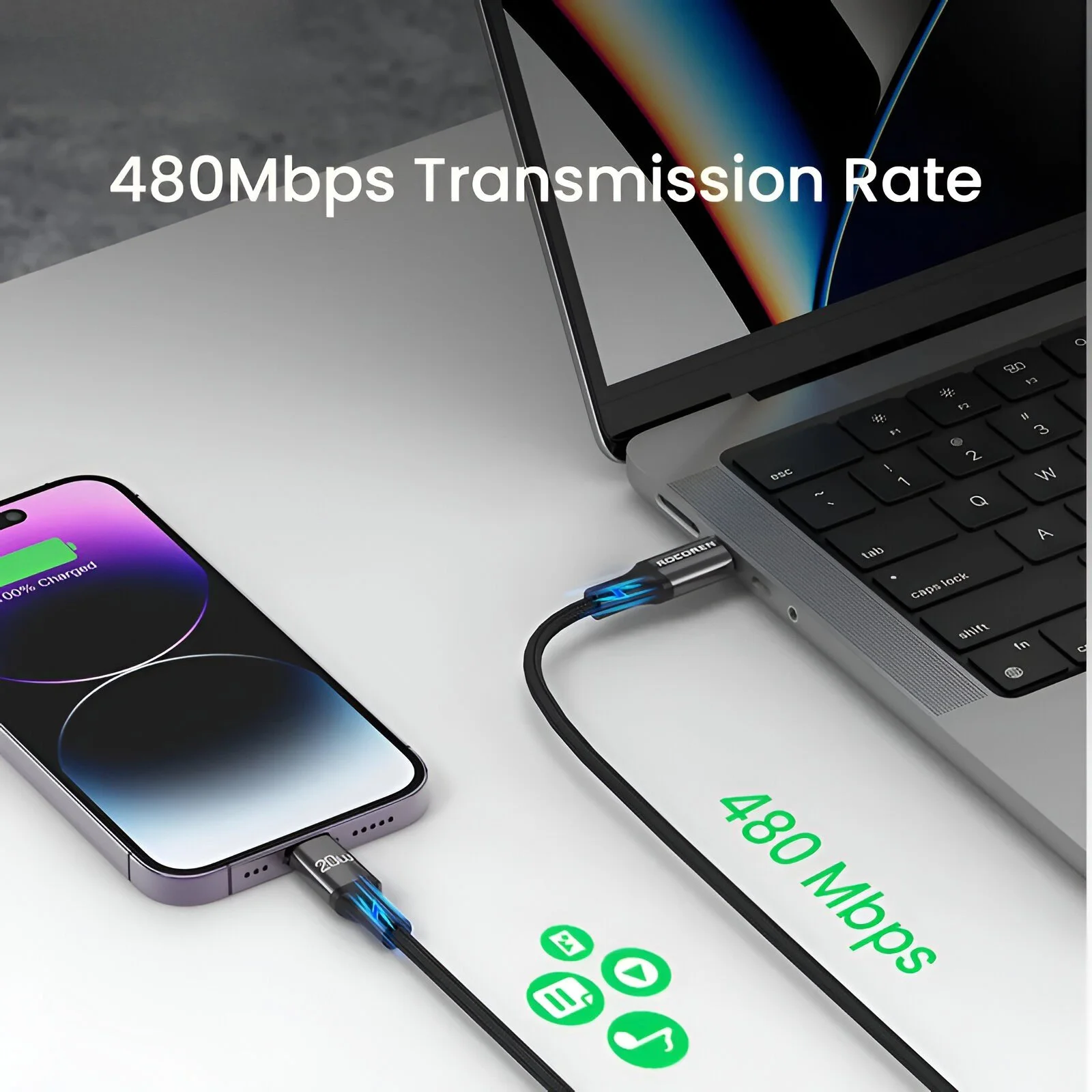 20W USB C Cable for iPhone - Fast Charging & Data Sync Cable