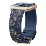 Glossy Floral Leather & Silicone Watch Band for 38–49mm Smartwatches