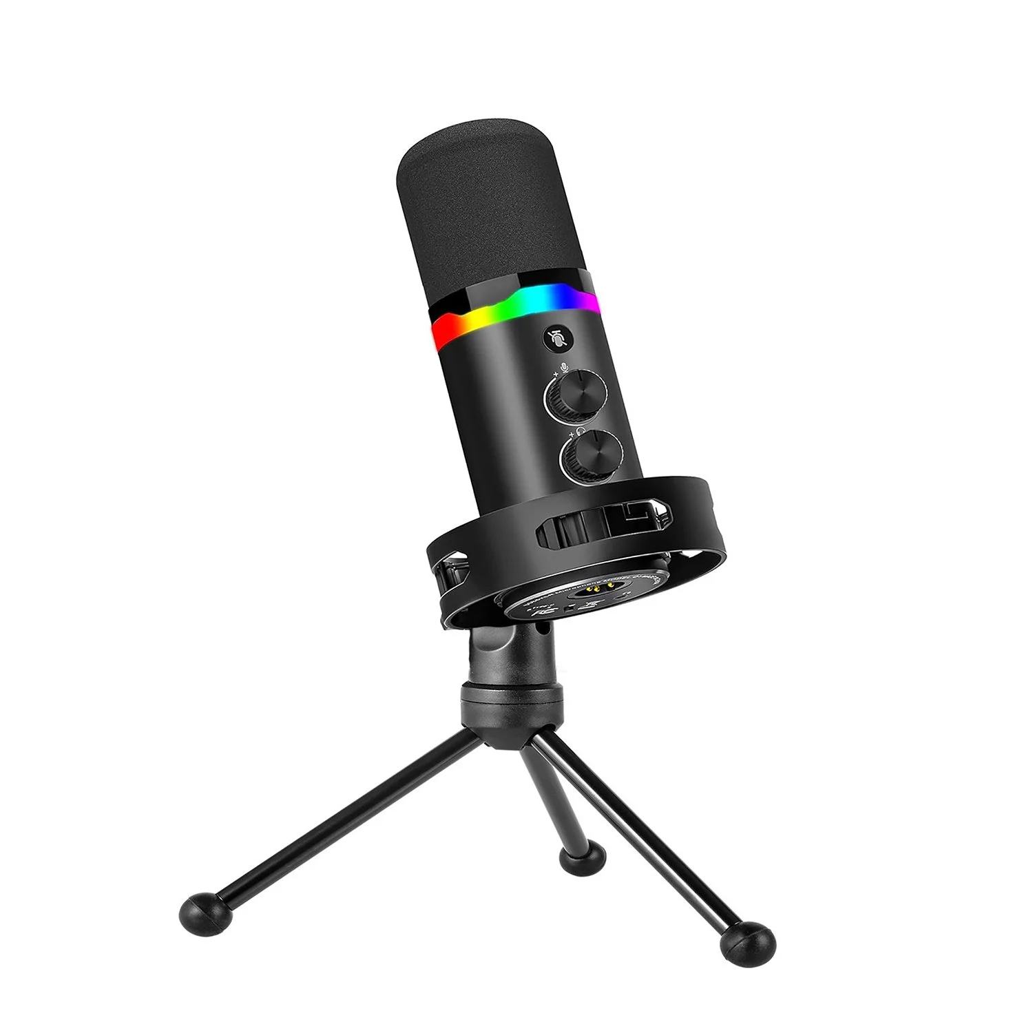 USB Gaming Microphone for PC - Condenser Mic with Noise Cancellation & Headphone Jack