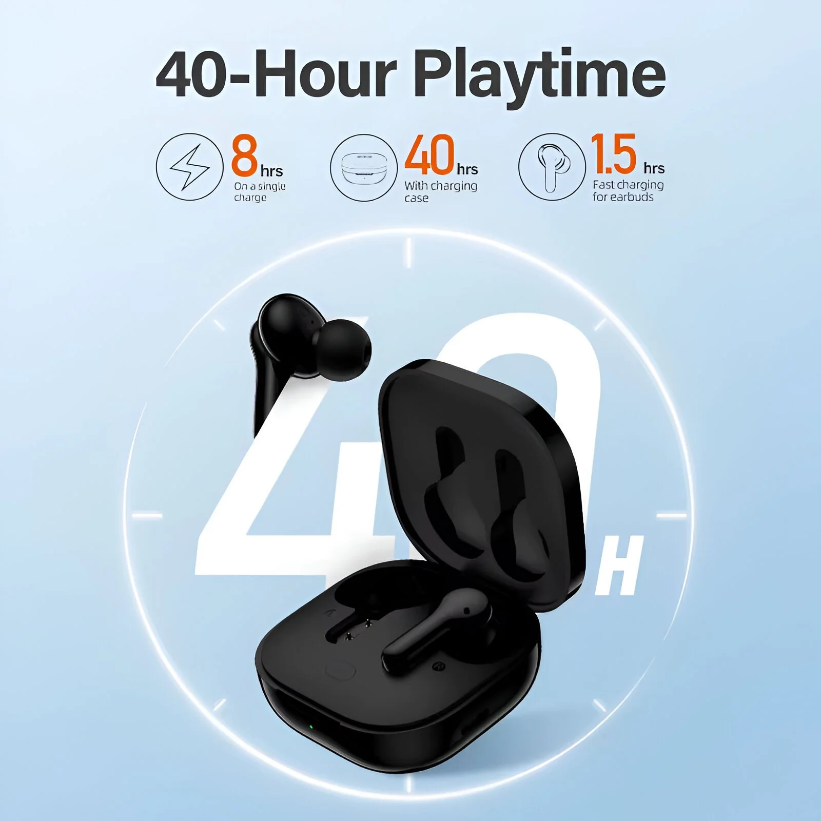 Wireless Bluetooth Earbuds with 40H Playtime, ENC Clear Calls & Fast Charge