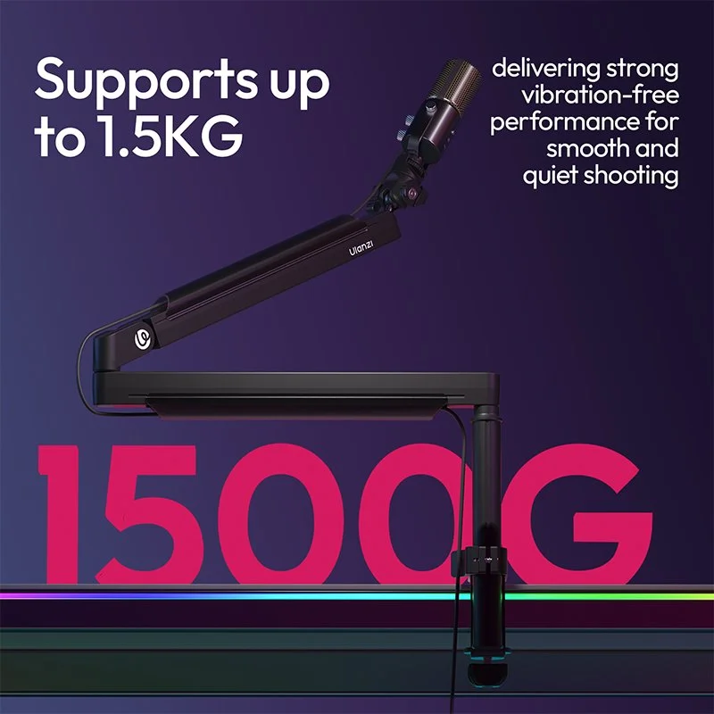 Adjustable Microphone Boom Arm Stand for Streaming, Recording & Desk Setup