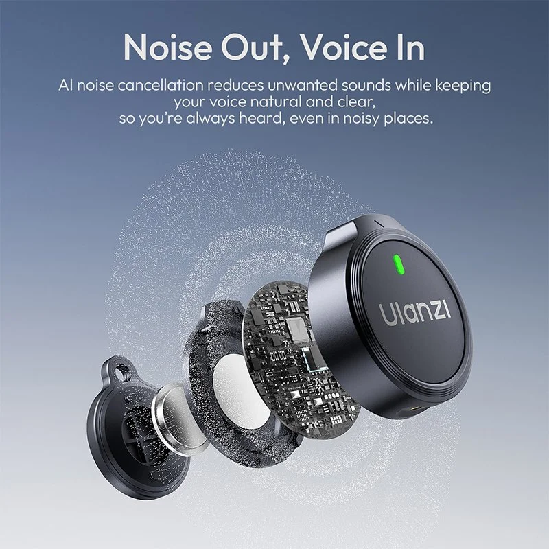 Wireless Magnetic Lavalier Microphone with AI Noise Reduction for iPhone