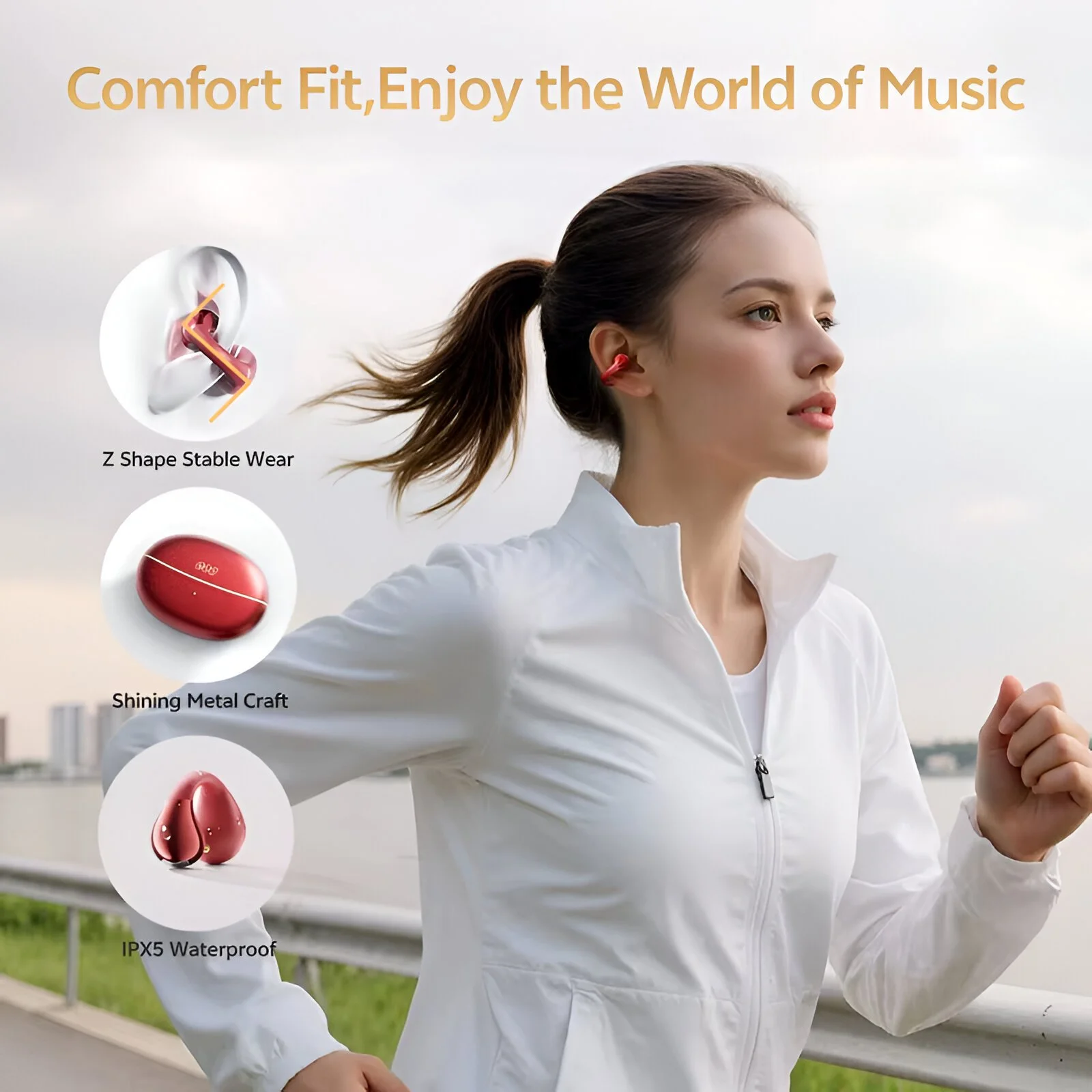 Open-Ear Clip Wireless Earbuds with Hi-Res Audio, Bluetooth 6.0 & 40-Hour Playtime