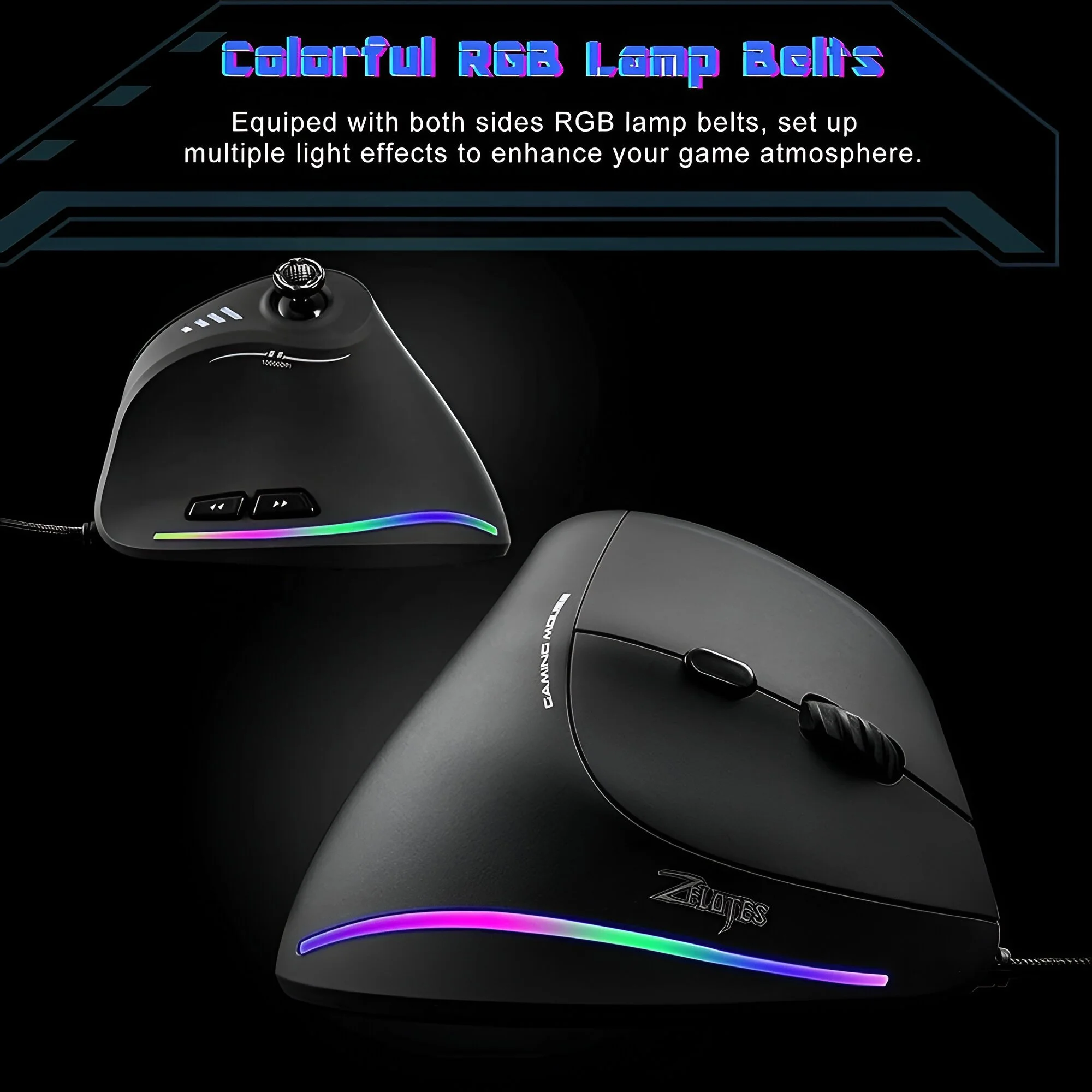 RGB Vertical Gaming Mouse with Joystick & 11 Programmable Buttons