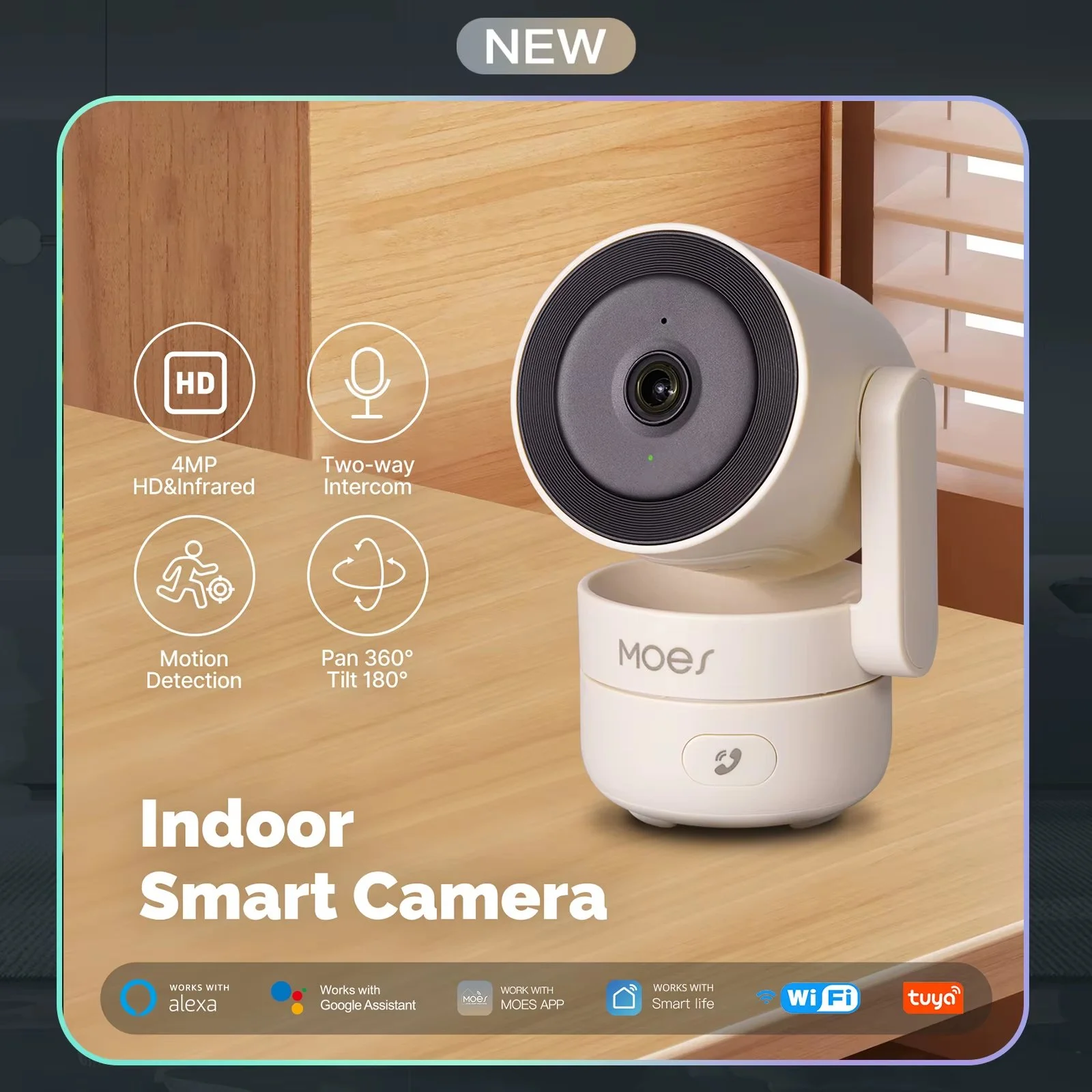 4MP 360° Indoor WiFi Security Camera with Motion Tracking & Night Vision