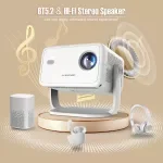 4K Portable Smart Projector with Auto Focus, WiFi 6 & 360° Stand